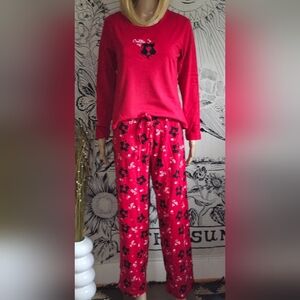 New Vintage Y2K Country Door Chic Red Cat Print Small Pajama Set